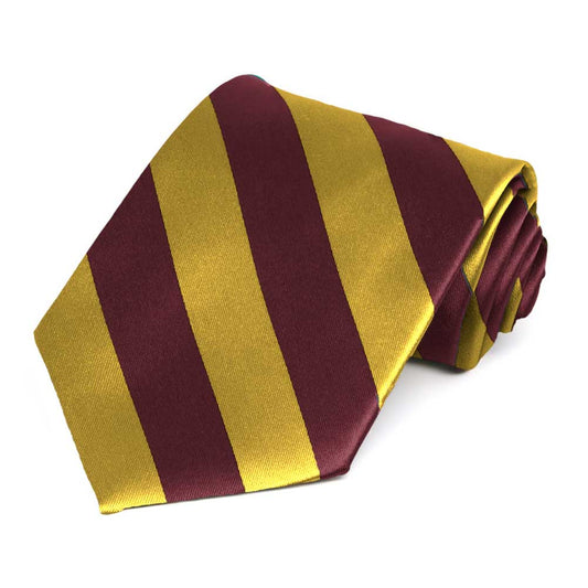 Maroon and Gold Striped Tie