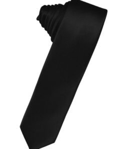 Black Luxury Satin Skinny Necktie