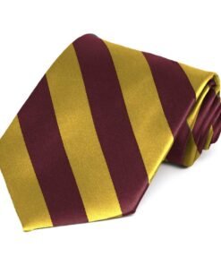 Maroon and Gold Striped Tie
