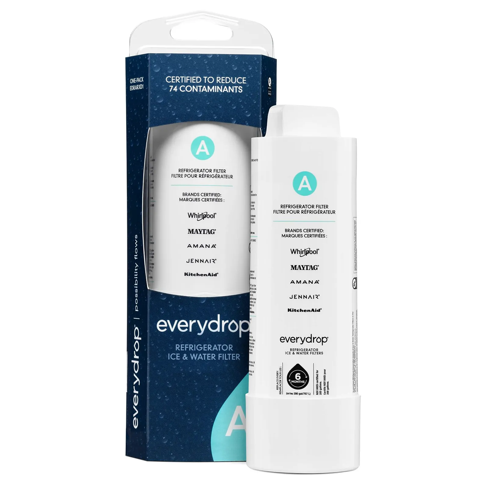 EveryDrop by Whirlpool EDRARXD1 Filter A Refrigerator Water Filter, W11519209, W11536439